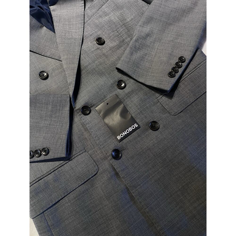 Bonobos Marzotto Italian Wool 38R 29x34 Gray Double Breasted Statement Suit - Picture 9 of 16